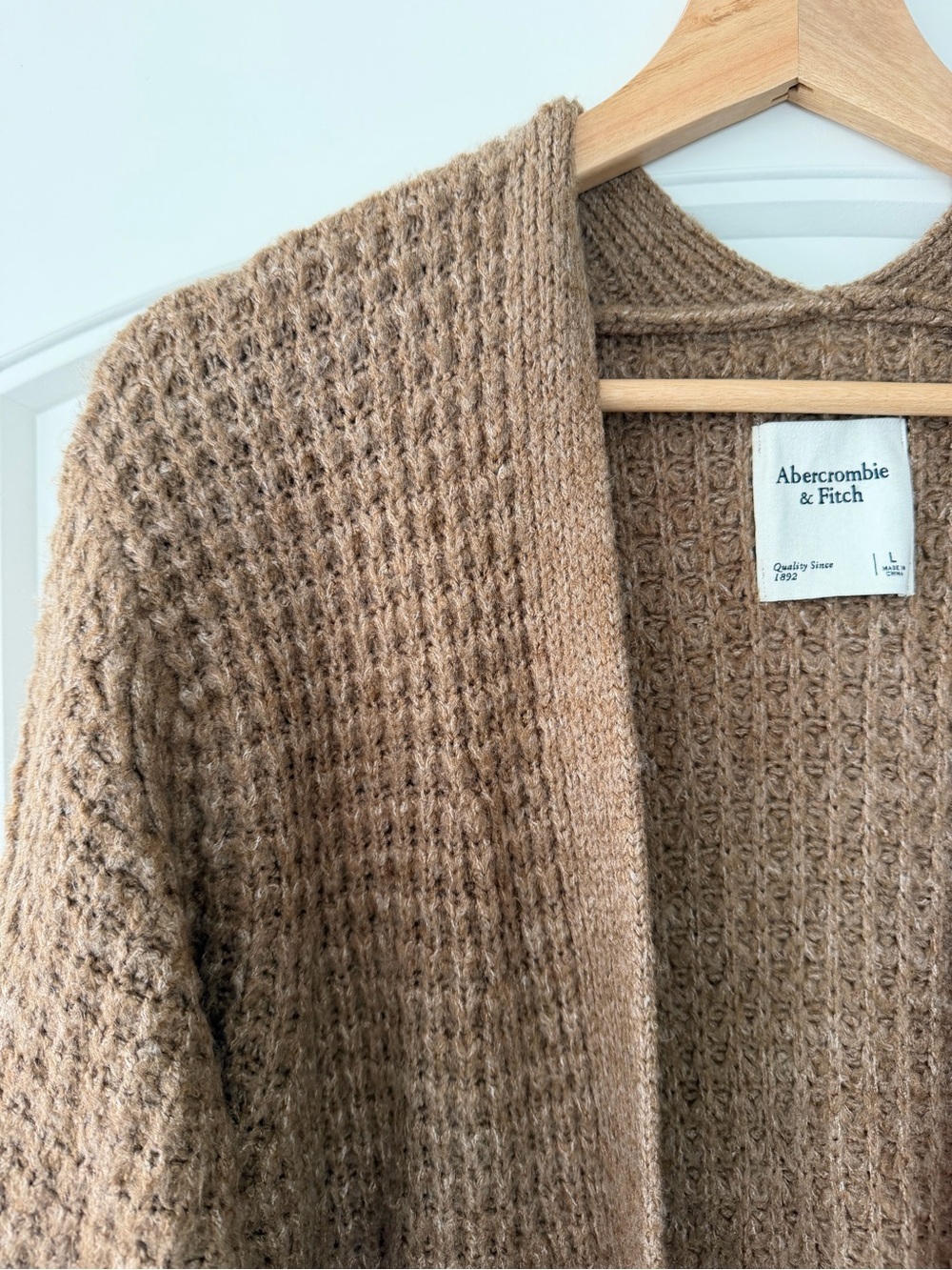 Abercrombie & Fitch Brown Waffle-Knit Open Cardigan - Picture 2 of 4